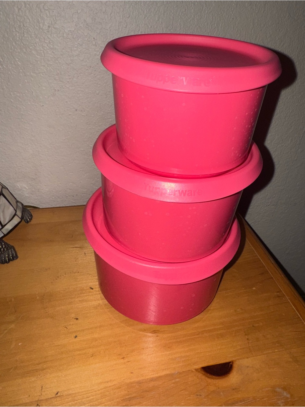 Tupperware Bright Pink Nesting One touch canisters
